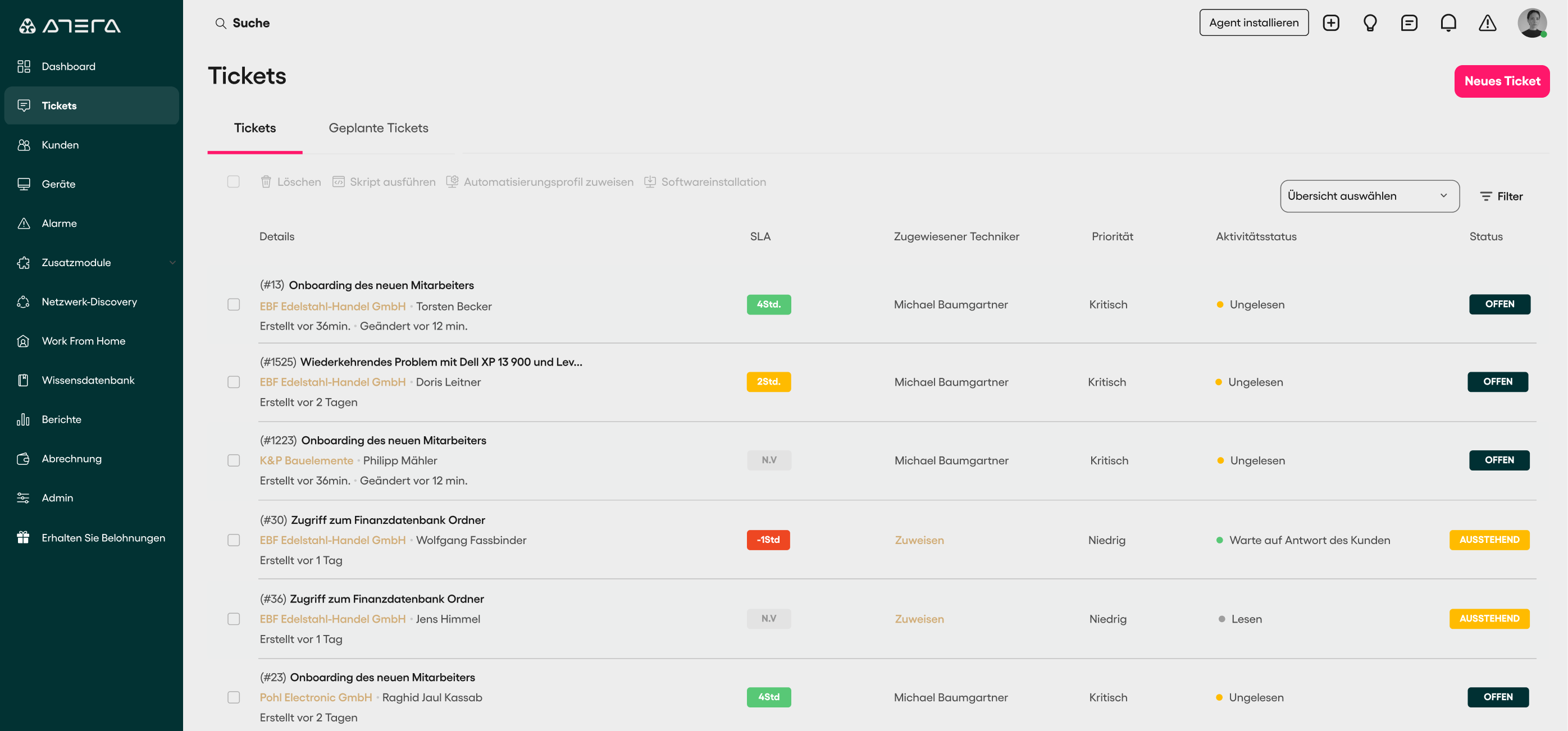 Atera's Tickets und Ticket Automatisierung