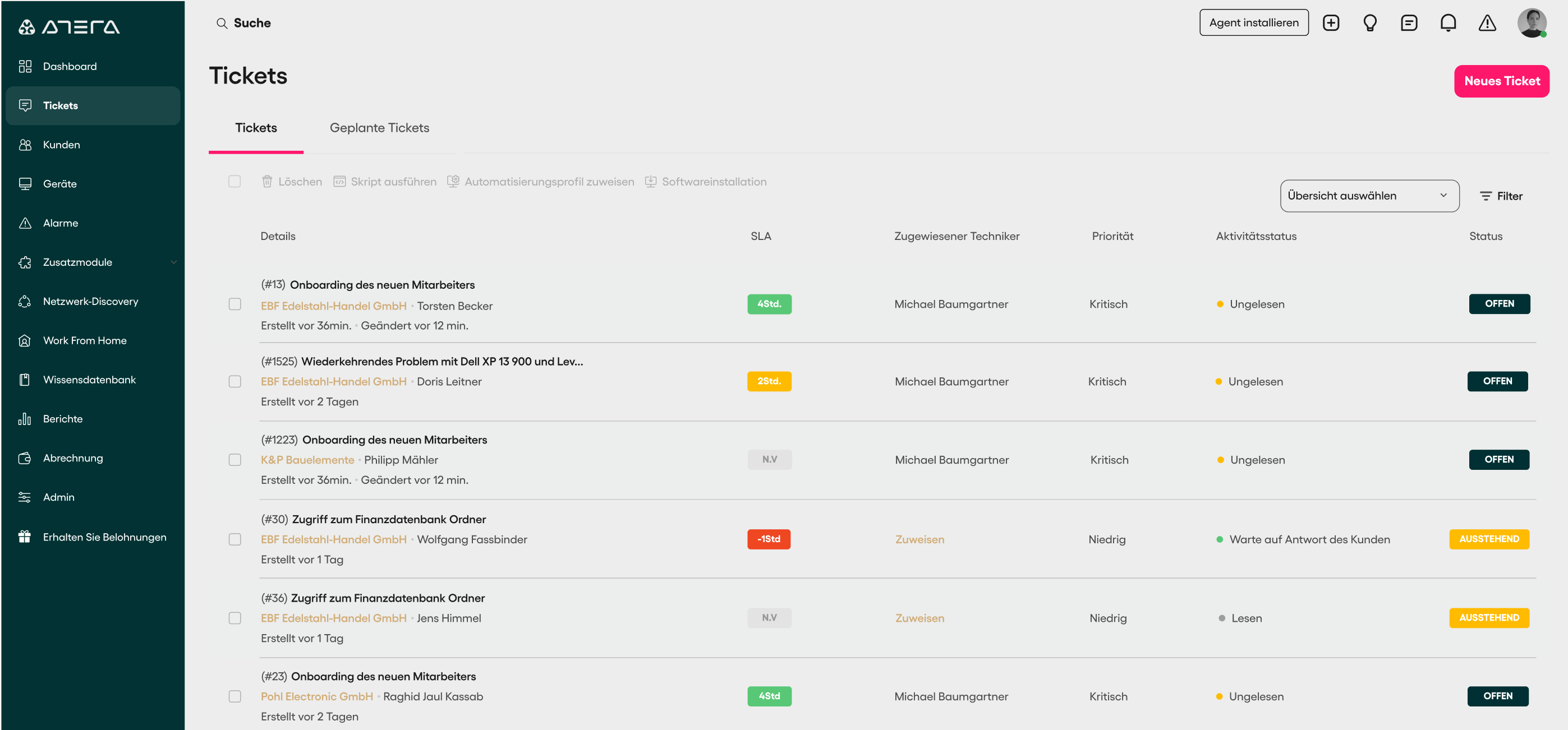 Atera's PSA Helpdesk und Ticketing