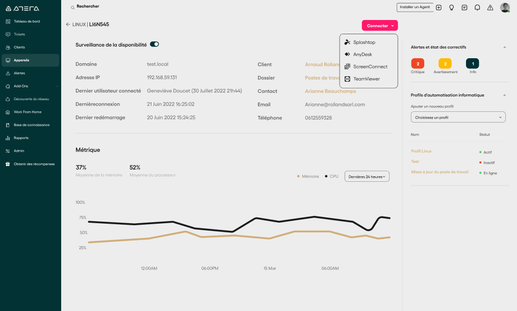 Tableau de board Linux