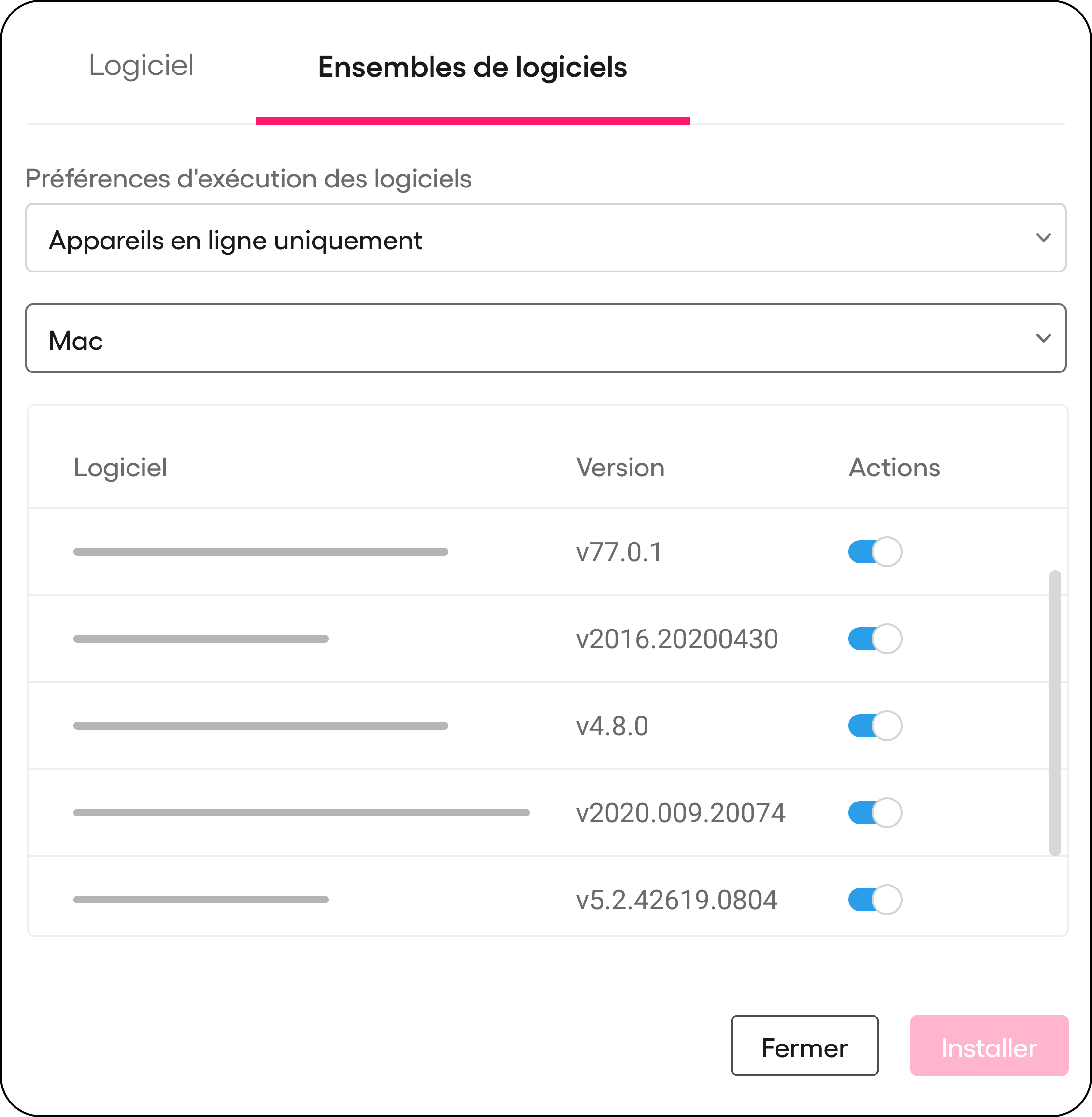 Ensembles de logiciels MacOS