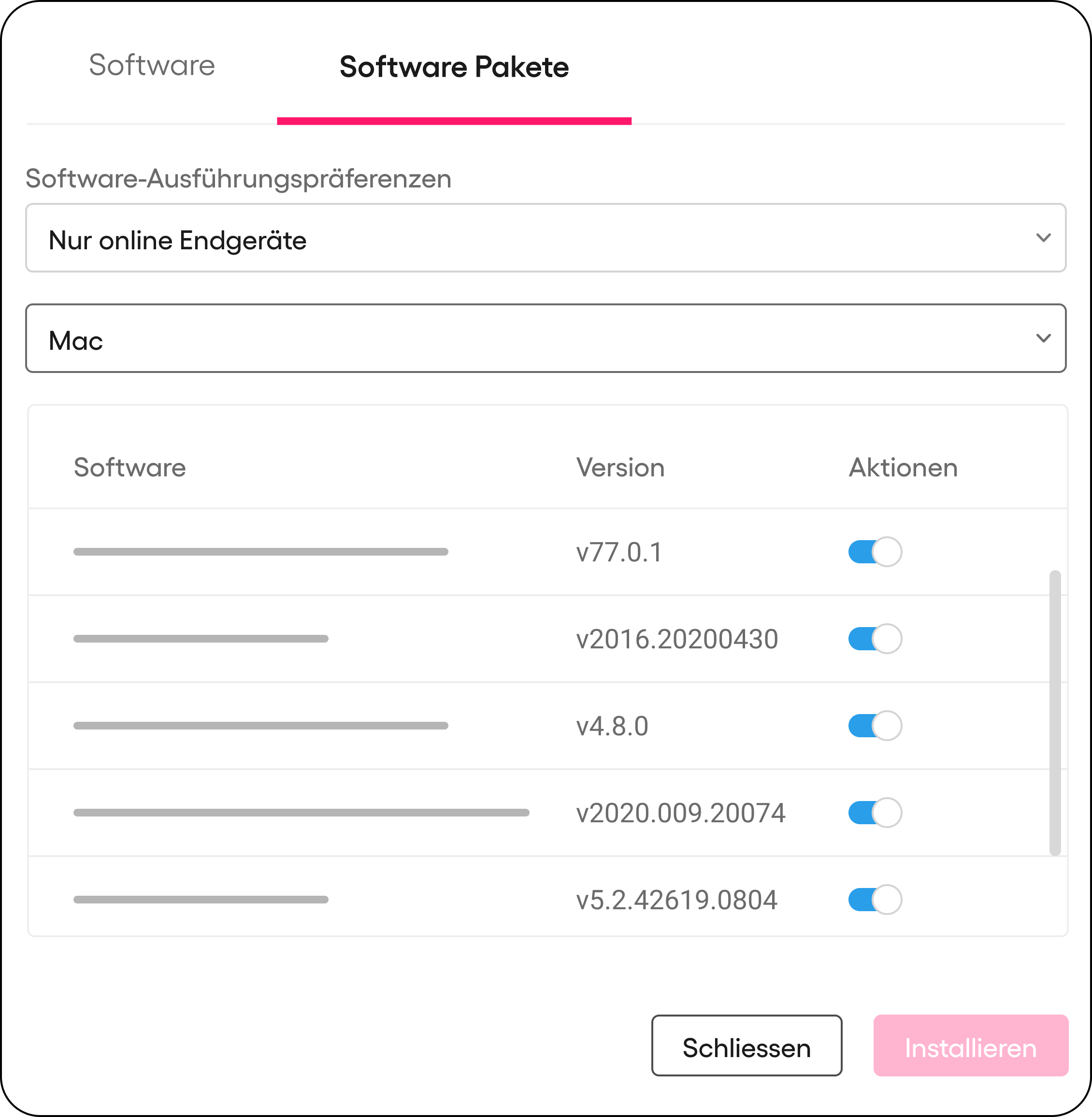Softwarepakete für Mac Patch Management