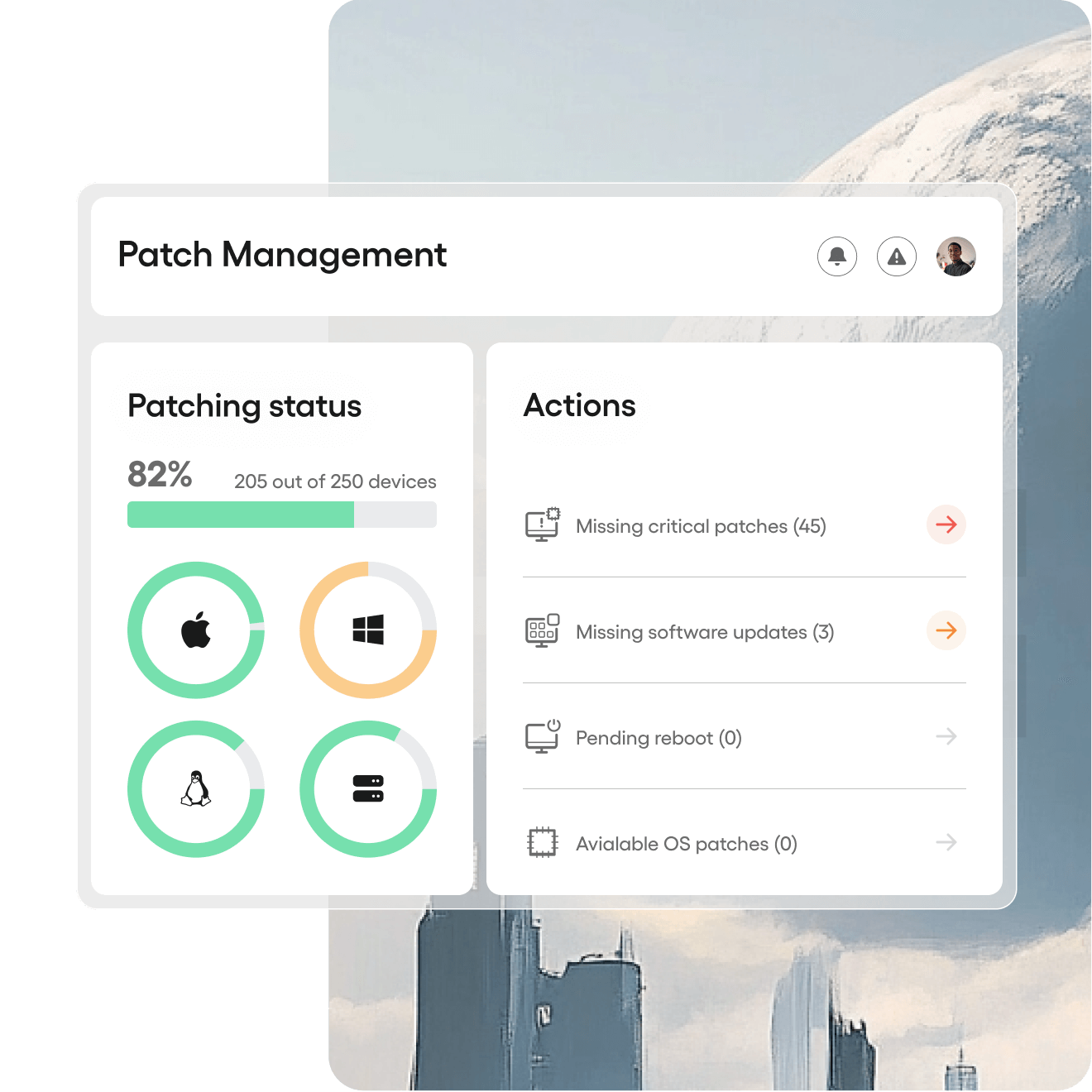Screenshot of the RMM software of Atera and its Patch Management