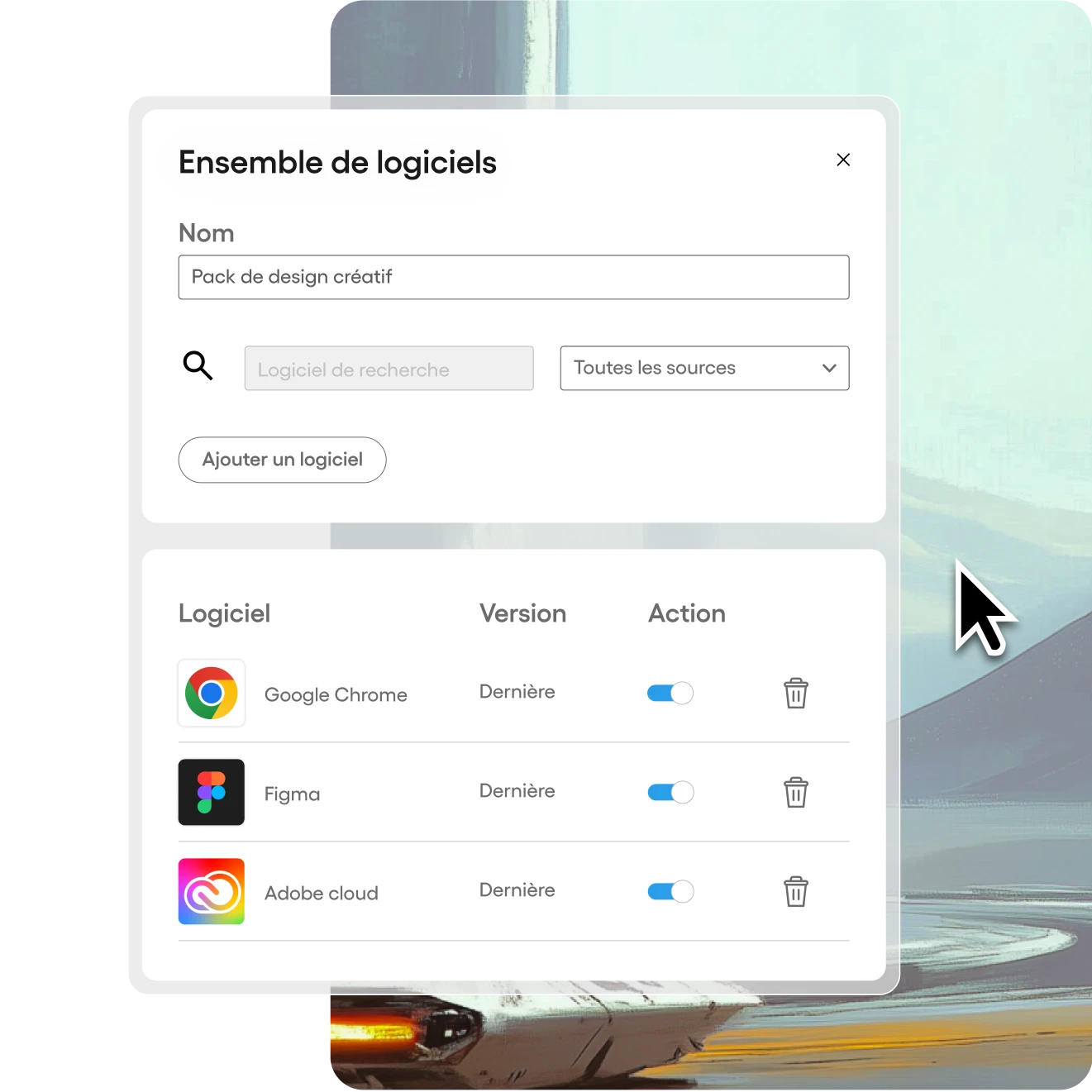 Capture d’écran d'ensemble de logiciels avec Atera