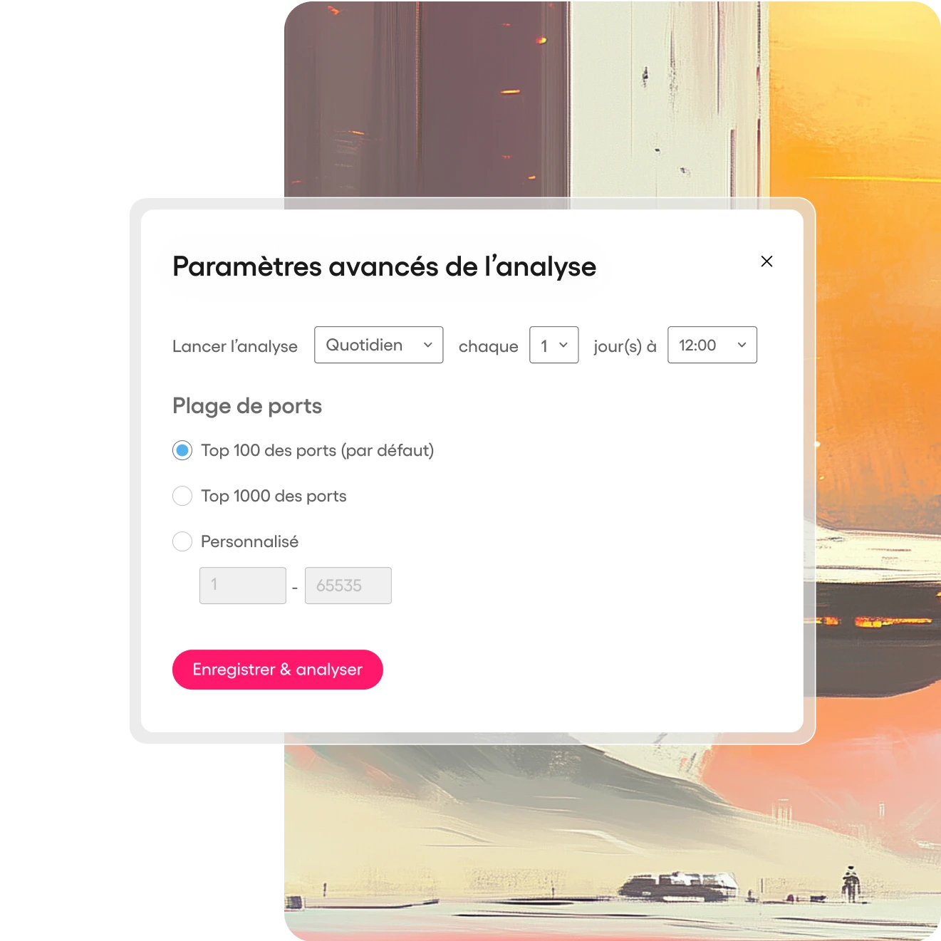 Capture d’écran du logiciel Atera pour les paramètres avancés de scans