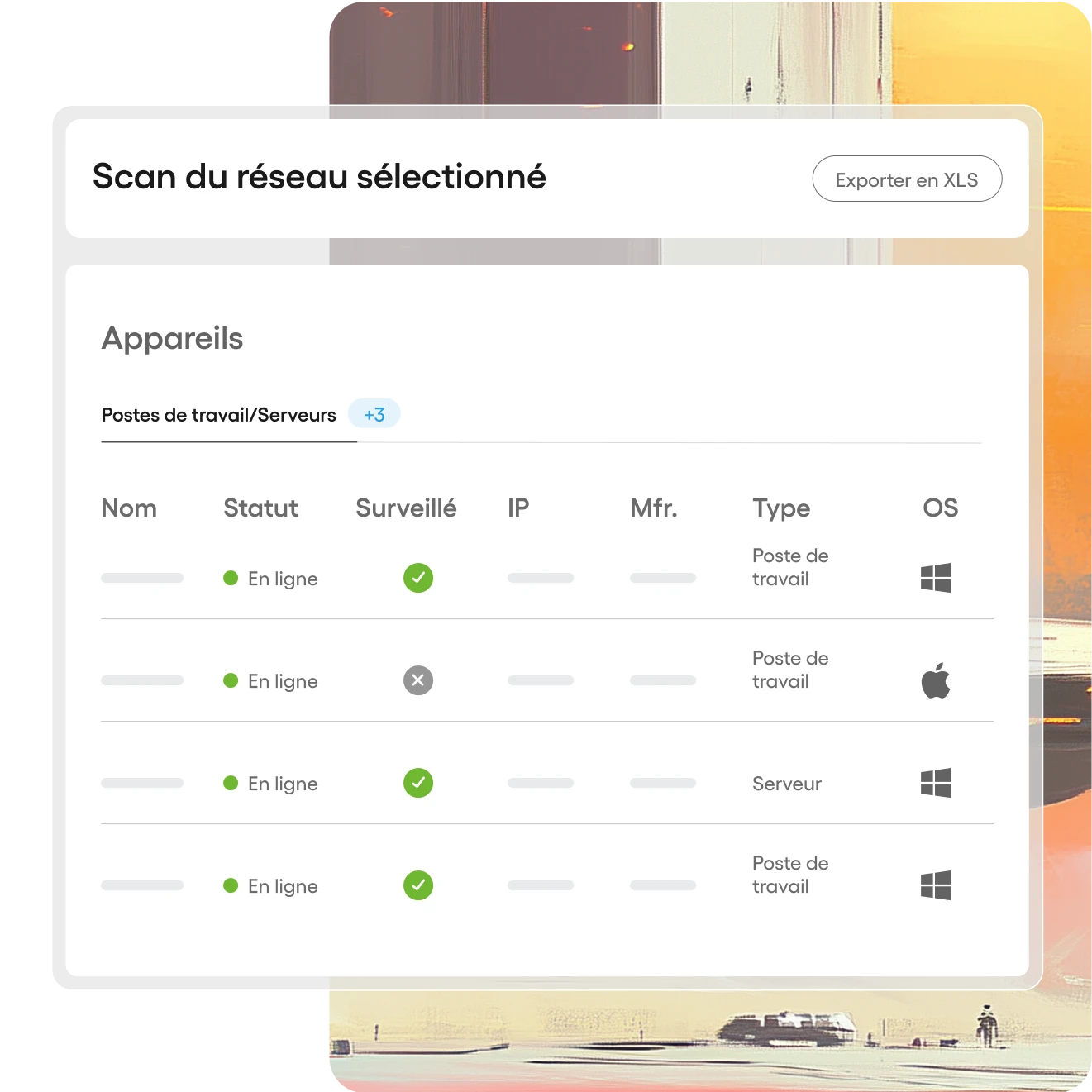 Capture d’écran du logiciel Atera pour les scans selectionnés