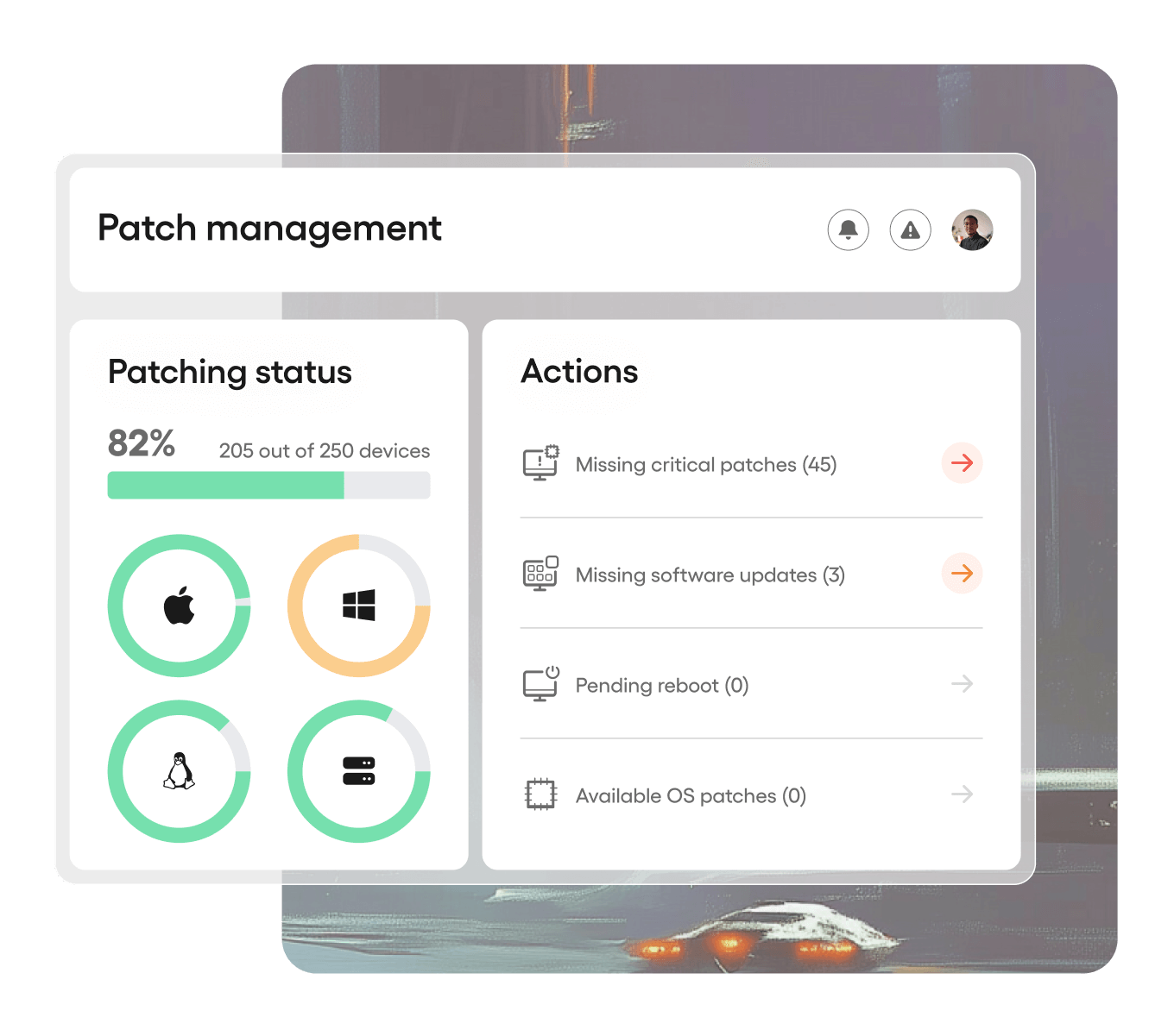 Screenshot of the RMM software of Atera and its Patch Management