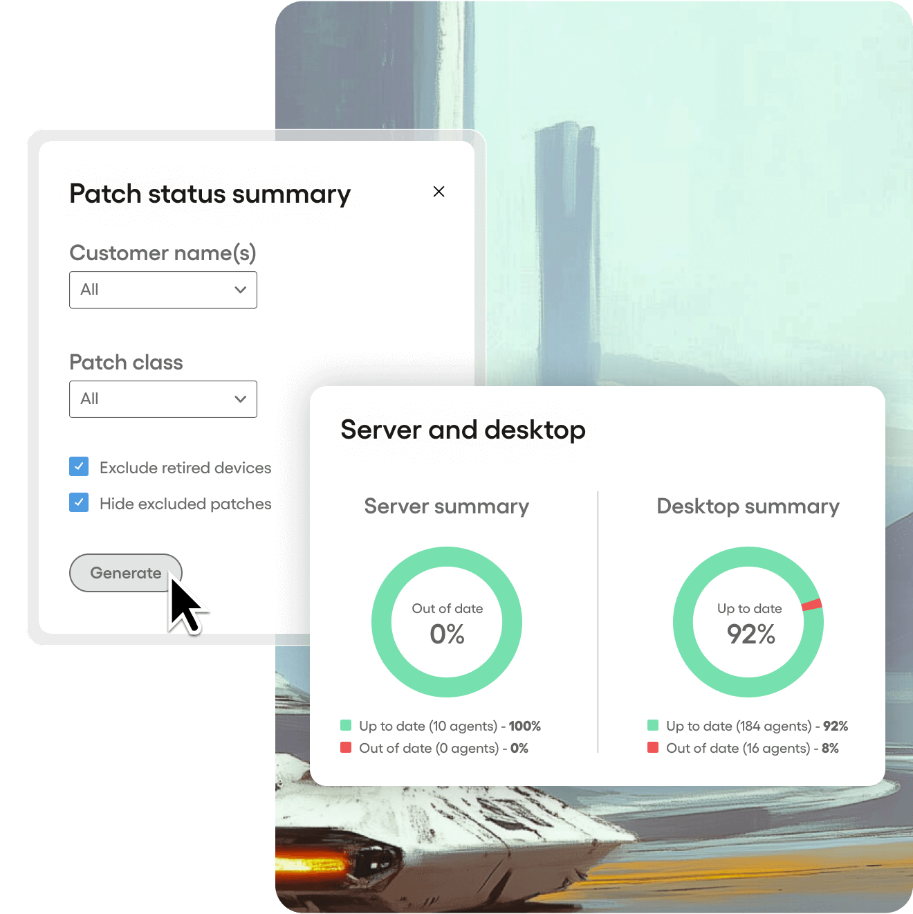 Screenshot of the patch status summary from Atera