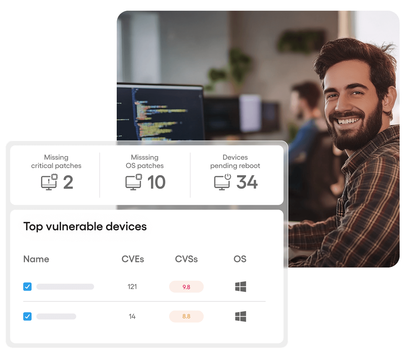 IT pro checking the missing patches and vulnerabilities thanks to Atera