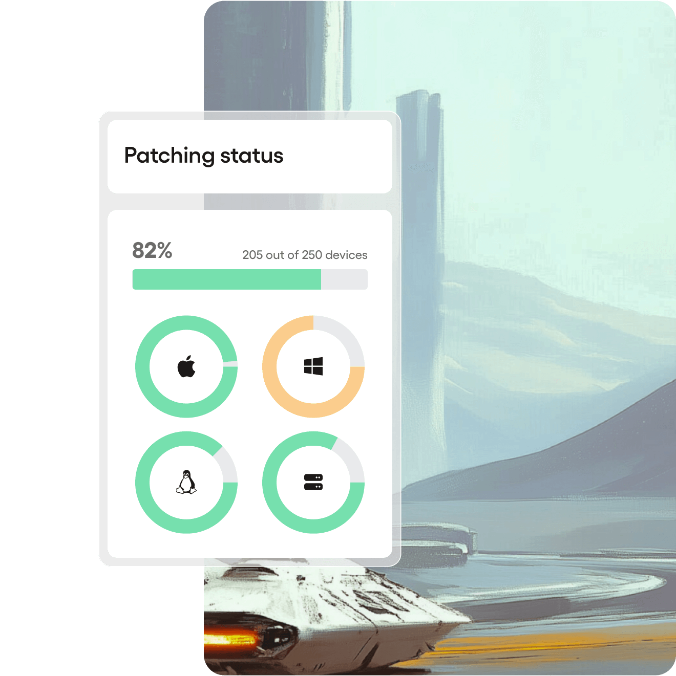 Patching Status Screenshot of the Atera's software for each OS