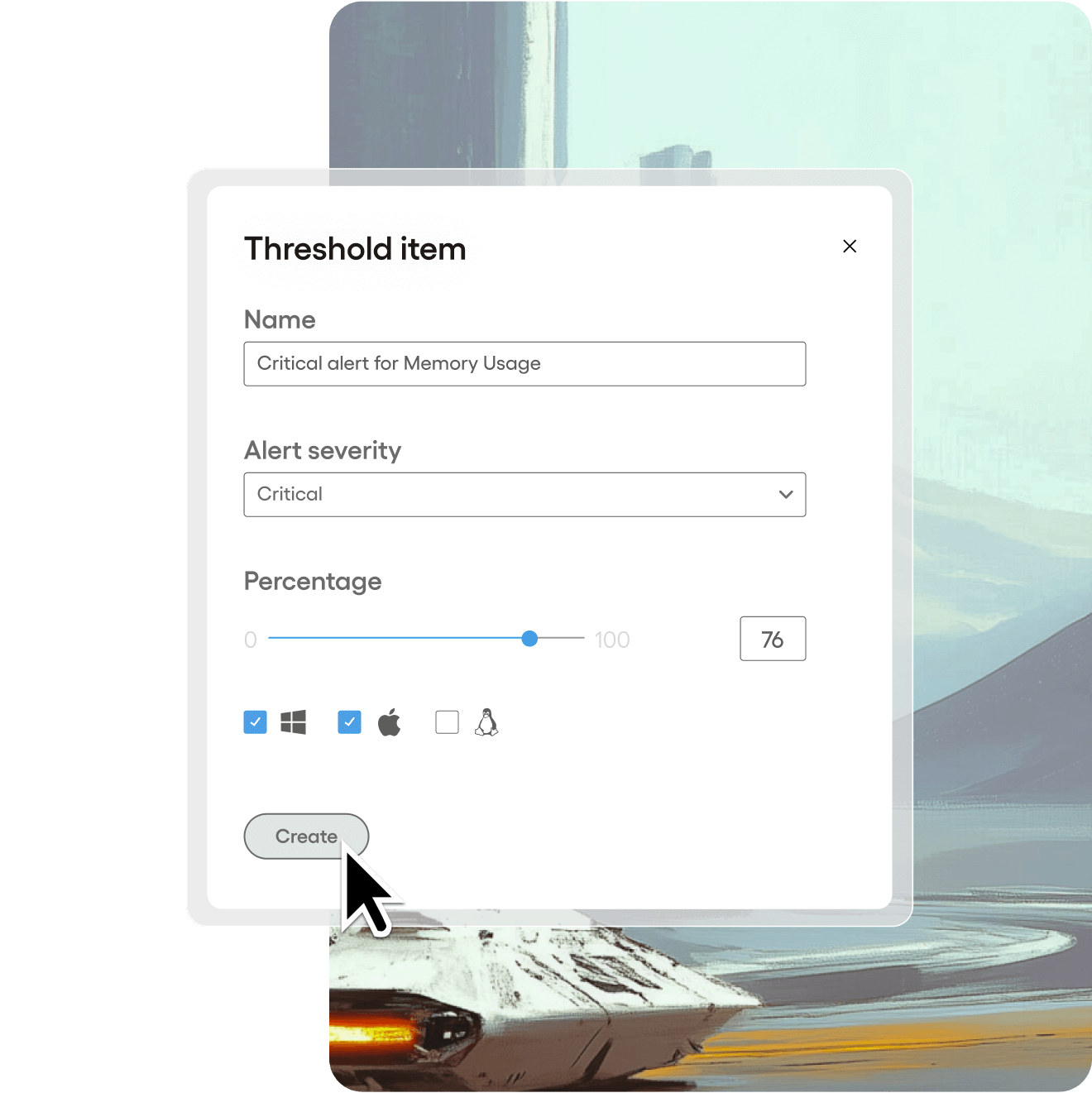 Screenshot of the Threshold Item from Atera