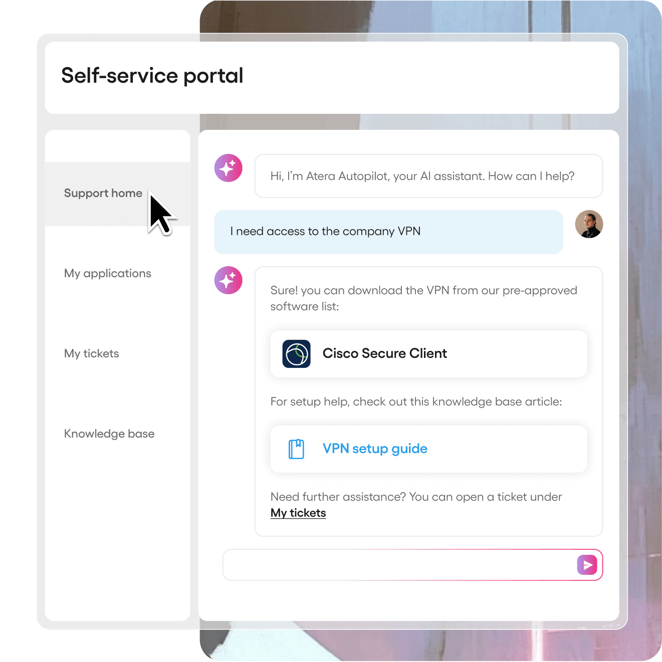 Screenshot of Atera'S Self service Portal