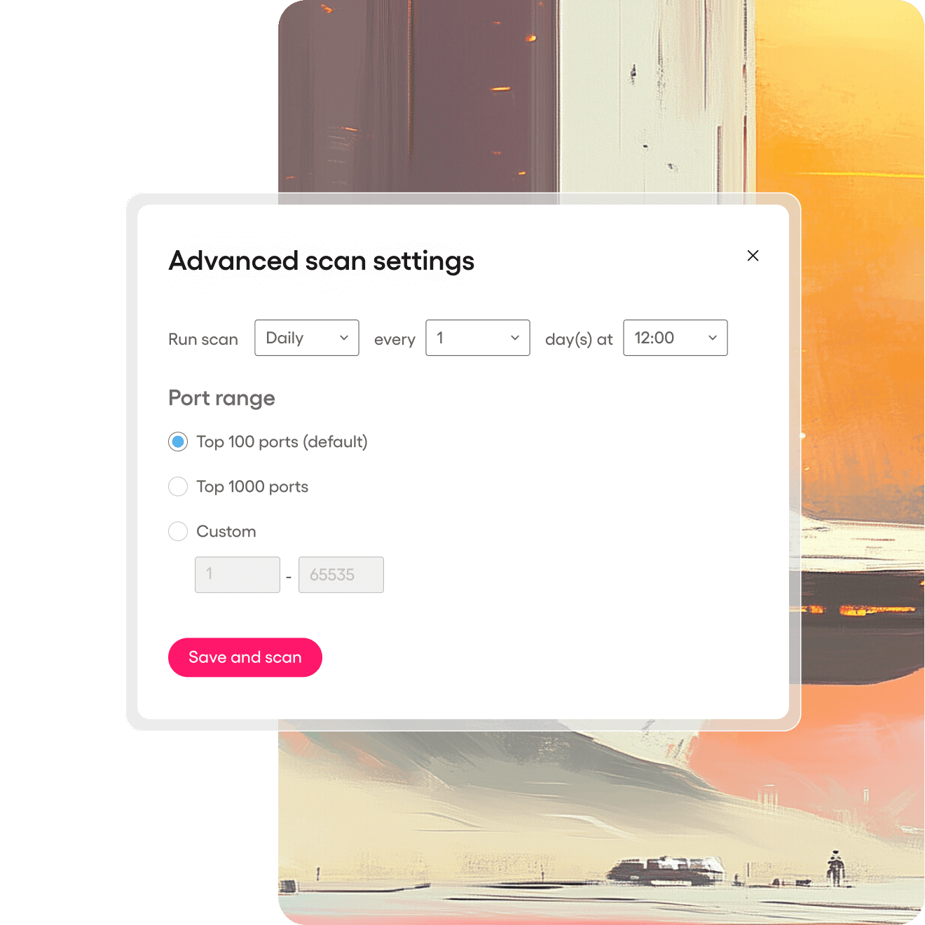 Screenshot of Atera's software for advanced scans settings