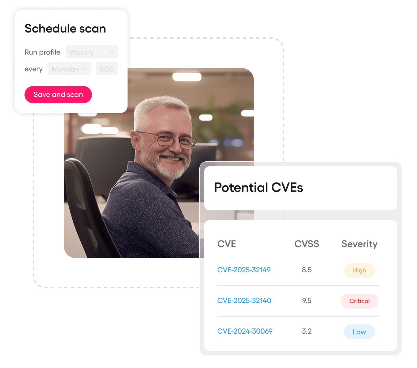 An IT pro and a screenshot of Atera's prevention cycles