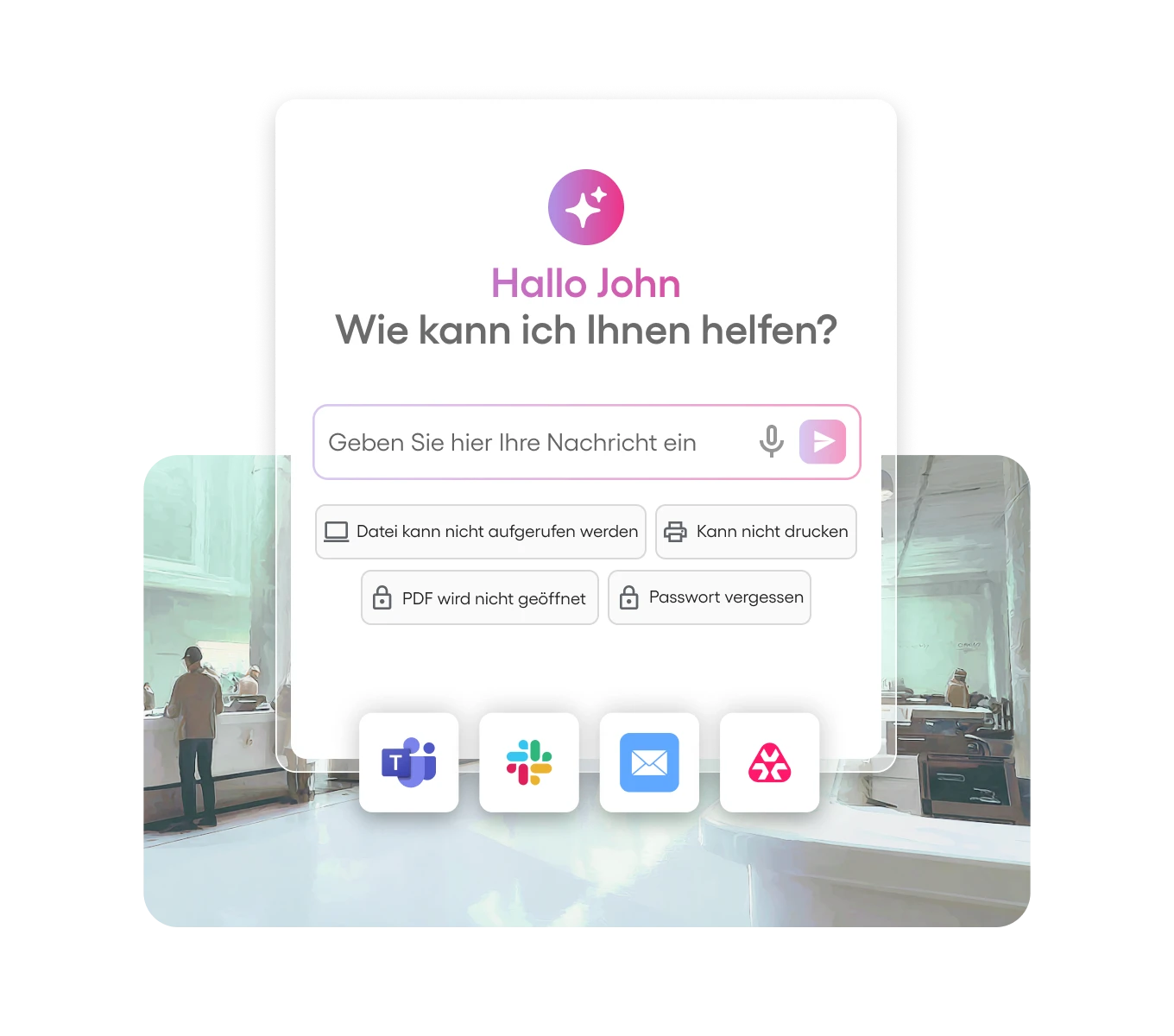 Dashboard der Atera IT Management Software für Finanzunternehmen mit automatisierter Ticketbearbeitung und KI-gestützter Problemlösung.
