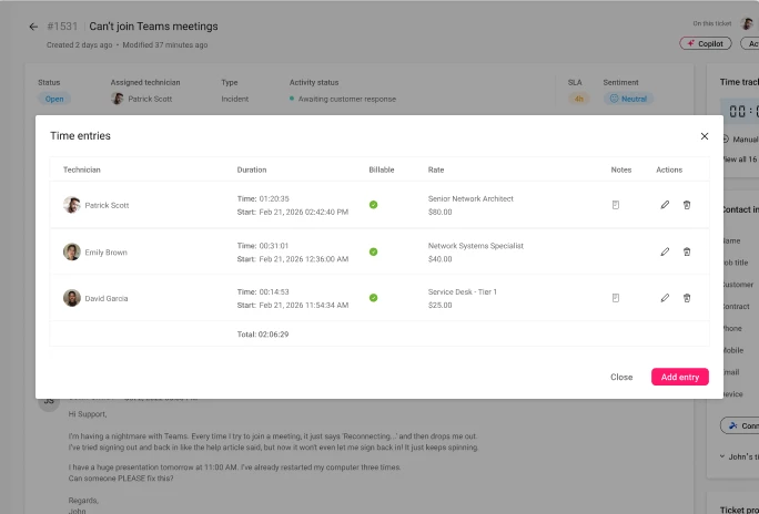 Automatic time capture, billing, and time sheets