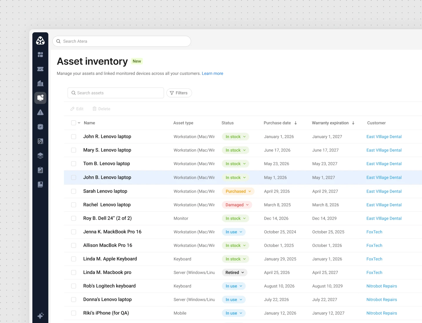 Centralized asset management