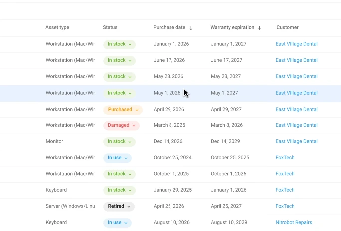 Simplified warranty tracking