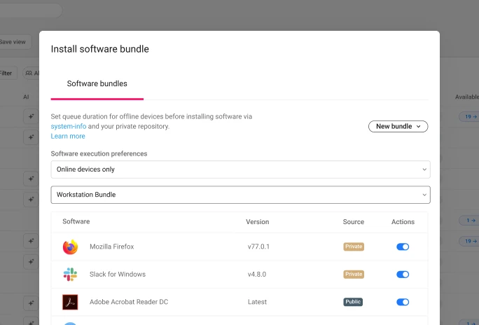 Streamlined software bundles